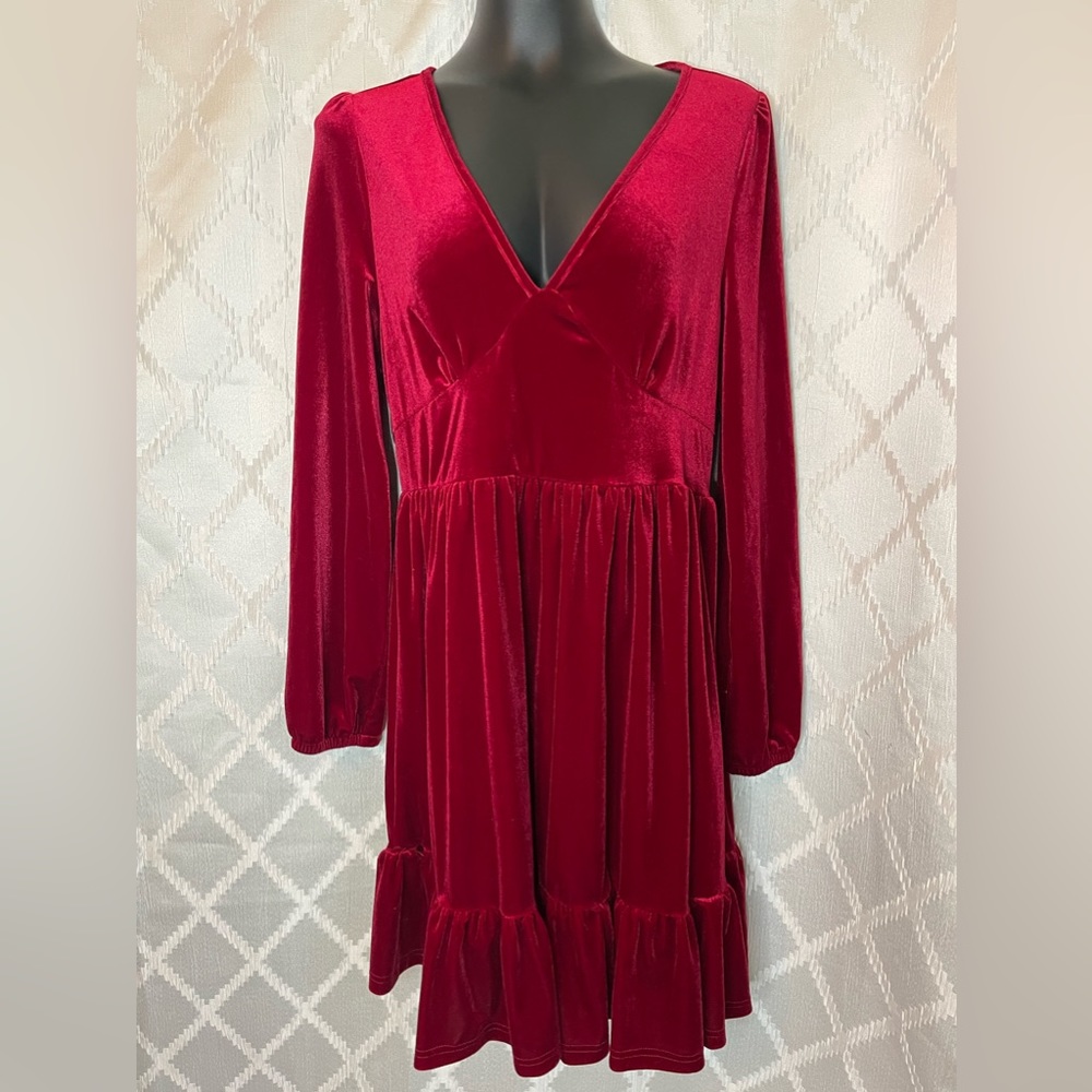 Halara Red Velour Cocktail dress